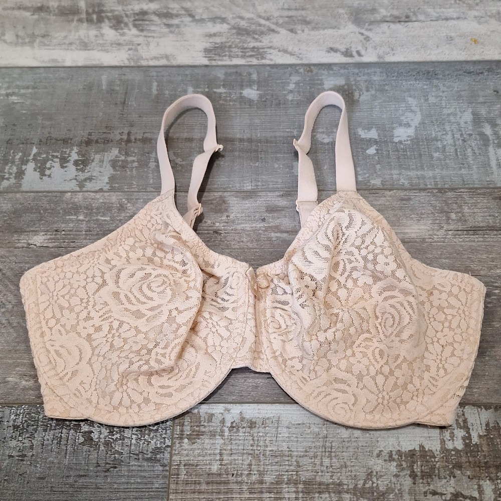 Wacoal 34DDD Nude Beige Halo Lace Full Figure Underwire Unlined Bra  #65547 JHoo